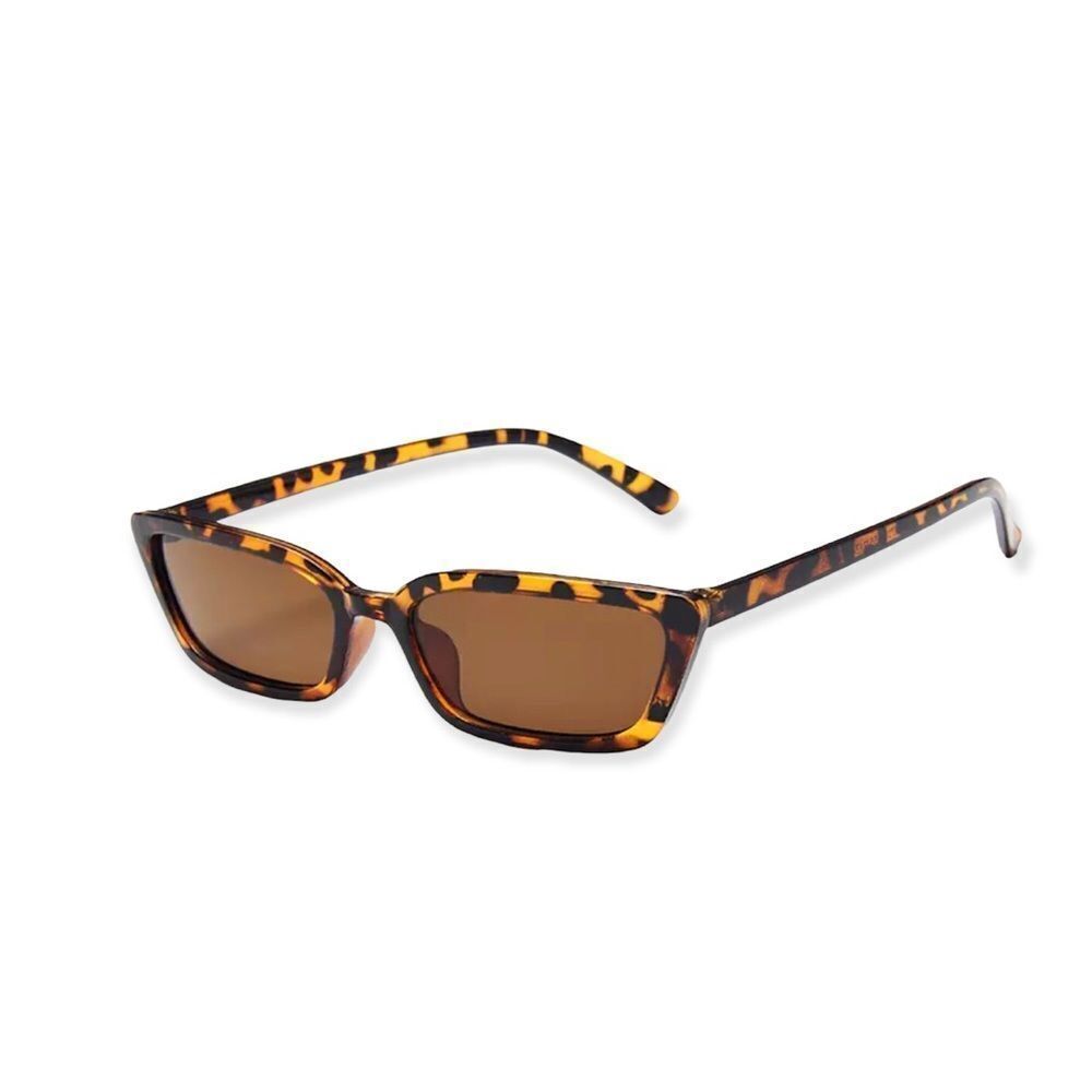 🆕Brown Tortoiseshell Cat Eye Square Rectangle Tinted Lens Sunglasses